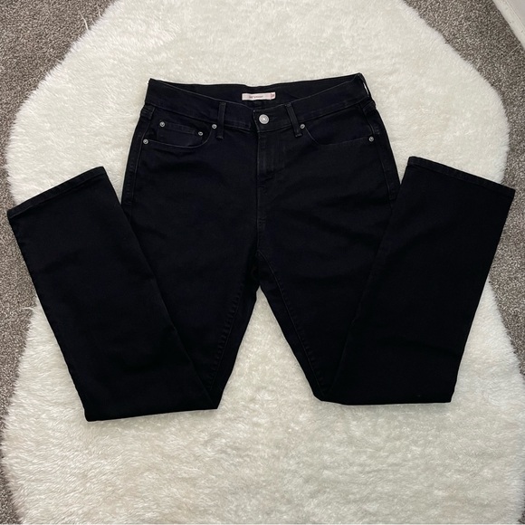 Levis 505 straight leg mid rise black womens jeans - Picture 2 of 5